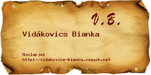Vidákovics Bianka névjegykártya